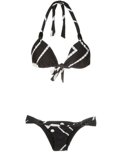 Adriana Degreas Deco Bikini mit geometrischem Print - Weiß