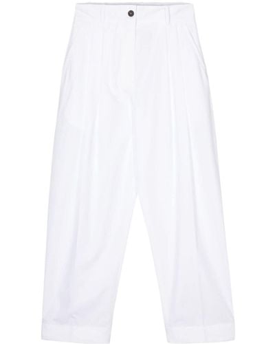 Studio Nicholson Pantalon en coton Acuna à taille haute - Blanc