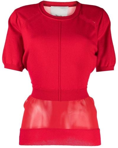 3.1 Phillip Lim Paneled Short-sleeve Knitted Top - Red