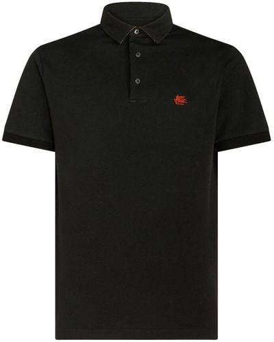 Etro Poloshirt Met Geborduurd Logo - Zwart