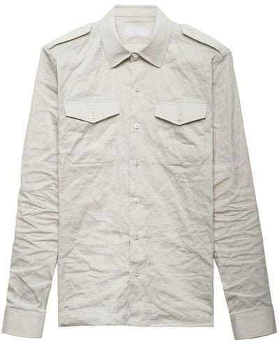 Prada Triangle-logo Technical-cotton Shirt - Grey