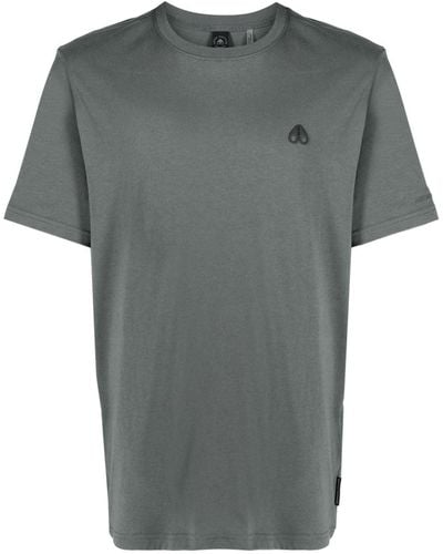 Moose Knuckles T-shirt en coton à patch logo - Gris