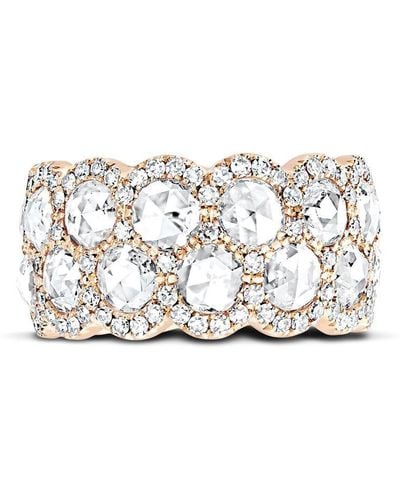 David Morris Anillo Row Eternity en oro rosa de 18 kt con diamantes con corte de rosa talla 2 - Blanco