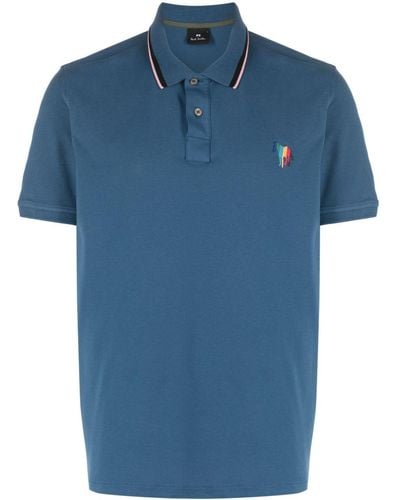 PS by Paul Smith Logo-embroidered Cotton Polo Shirt - Blue
