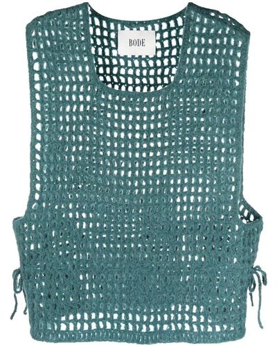 Bode Tie-fastening Crochet Vest - Green
