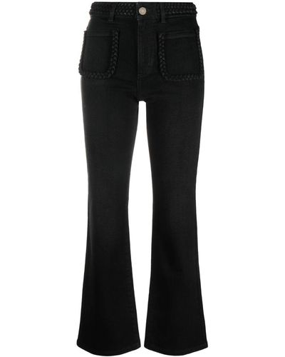 Maje Braid-detail Cropped Jeans - Black