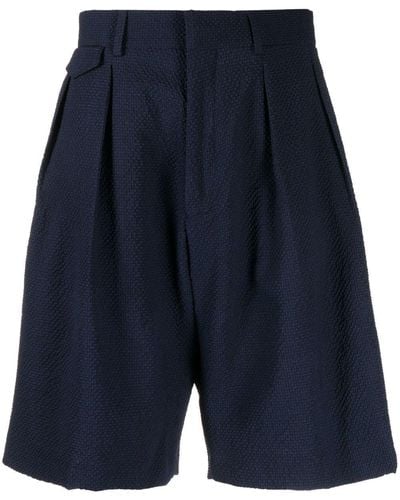 Paul Smith Wide-leg Wool Bermuda Shorts - Blue