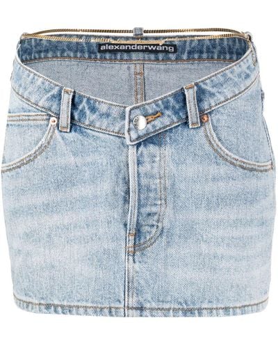 Alexander Wang Minifalda vaquera con detalle de cadena - Azul