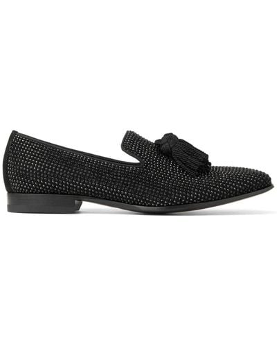 Jimmy Choo Foxley Crystal-embellished Suede Slippers - Black