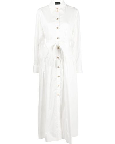 Cynthia Rowley Pointed-collar Belted Midi Dress - White