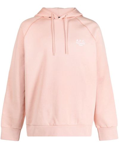 A.P.C. Oscar Logo-embroidered Cotton Hoodie - Pink