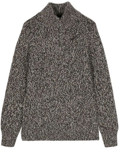 Cruciani Half-zip Wool-silk Sweater - Gray