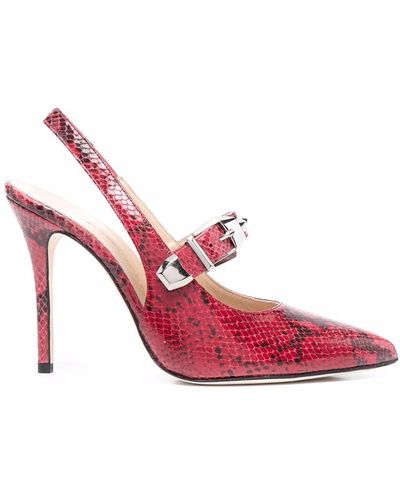 Alessandra Rich Snakeskin-effect Leather Court Shoes - Pink