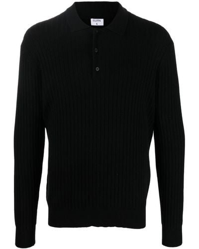 Filippa K Ribbed-knit Polo Shirt - Black