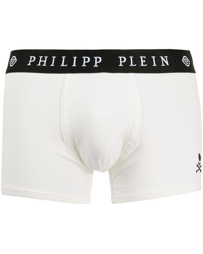 Philipp Plein Logo Embroidered Boxers - White