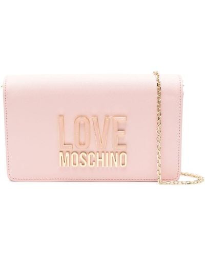 Love Moschino Enameled Logo-lettering Crossbody Bag - Pink
