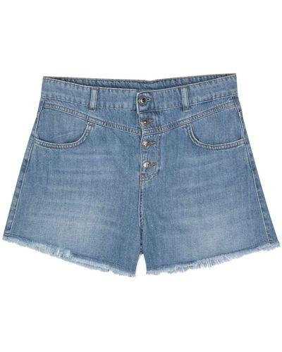 Liu Jo Jeans-Shorts mit Fransen - Blau
