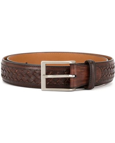 Magnanni Woven-leather Belt - Brown