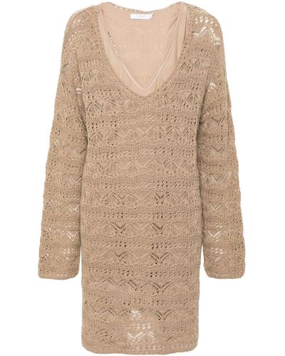 IRO Lizami Crochet-knit Mini Dress - Natural