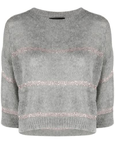 Fabiana Filippi Sequin-stripes Knitted Sweater - Grey