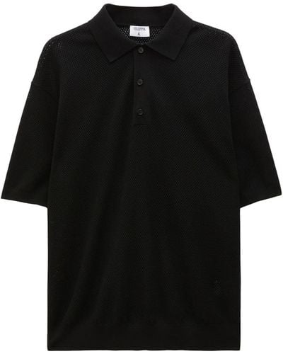 Filippa K Short-sleeved Mesh Polo Shirt - Black