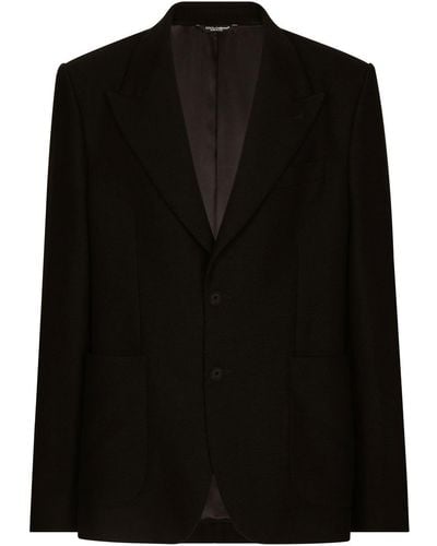 Dolce & Gabbana Single-breasted Fine-knit Blazer - Black