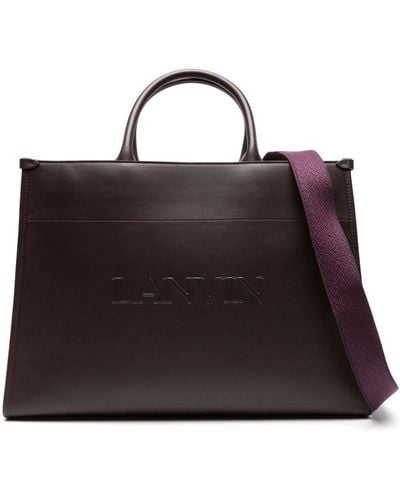 Lanvin Logo-embossed Leather Tote Bag - Black