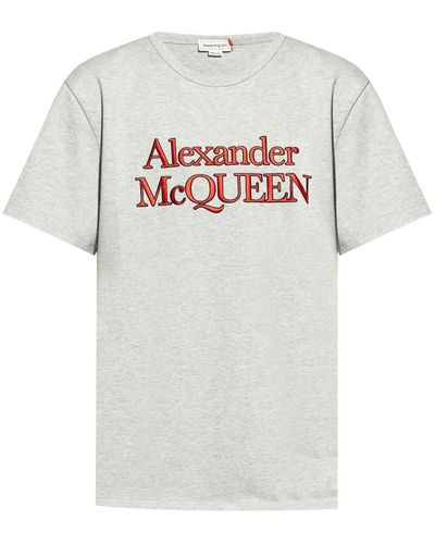 Alexander McQueen T-Shirt mit Logo-Print - Grau