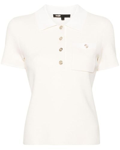 Maje Short-sleeve Buttoned Polo Shirt - White