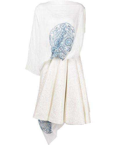 Junya Watanabe スカルプリント ドレス - ホワイト