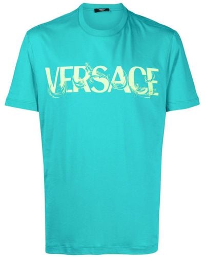 Versace Camiseta con estampado Barocco Silhouette - Azul