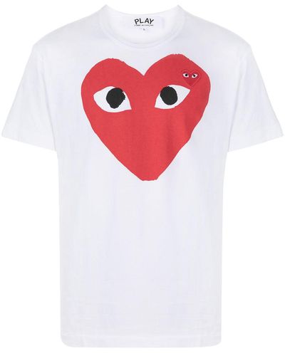 COMME DES GARÇONS PLAY Comme des Garcons spielen T -Shirt mit Herzdruck und Stickerei - Blanco