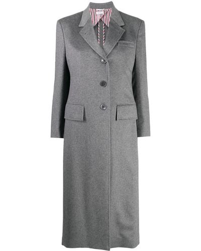 Thom Browne Wide Lapel Cashmere Overcoat - Grey