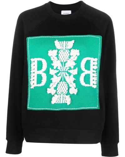 Barrie Embroidered Paneled Sweatshirt - Black