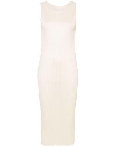 Pleats Please Issey Miyake New Colorful Basics 3 Midi Dress - White