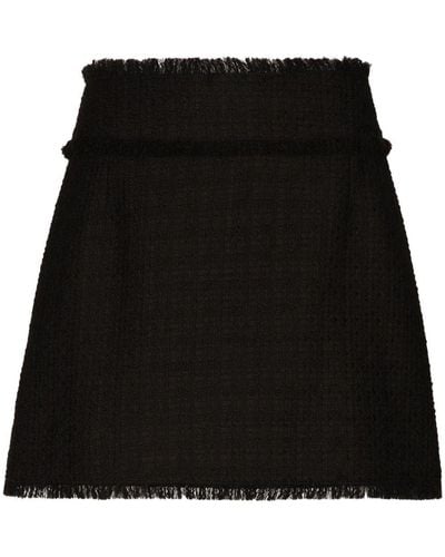 Dolce & Gabbana High-waist Tweed Miniskirt - Black