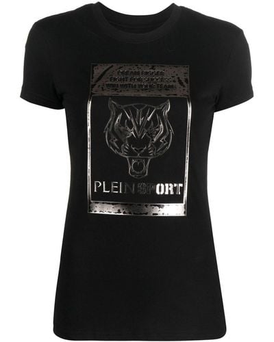 Philipp Plein Eng anliegendes T-Shirt mit Tiger - Schwarz