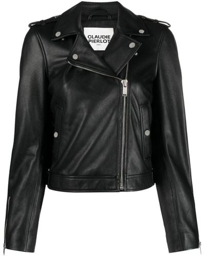 Claudie Pierlot Leather Biker Jacket - Black
