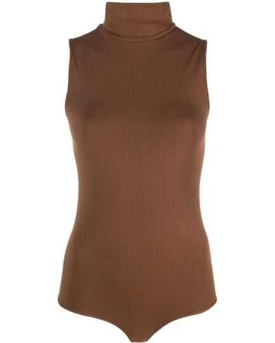 Wolford Roll-neck Sleeveless Body - Brown