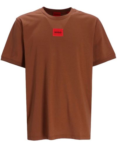 HUGO Diragolino Logo-appliqué T-shirt - Brown