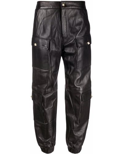 Philipp Plein Leather jogging Pants - Black
