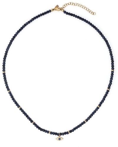 EF Collection 14kt Yellow Gold Evil Eye Sapphire Beaded Necklace - Metallic