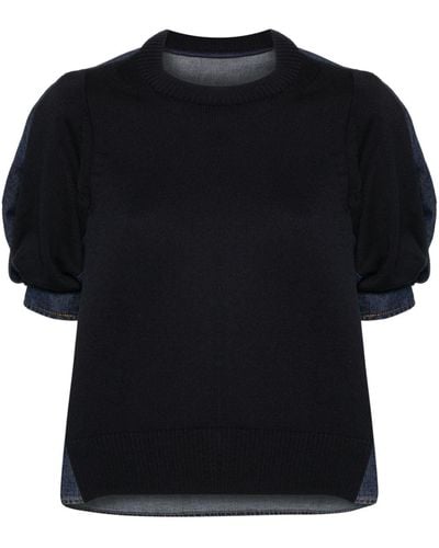 Sacai カラーブロックパネル Tシャツ - ブラック