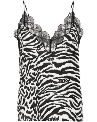 Karl Lagerfeld Top Met Zebraprint - Zwart