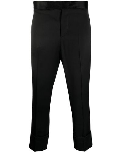 SAPIO Satin-finish Cropped Tailored Trousers - Black