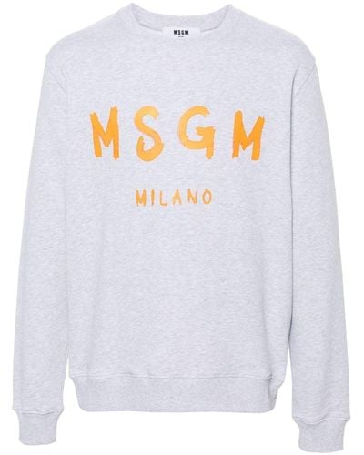 MSGM Sweat en coton à logo imprimé - Blanc