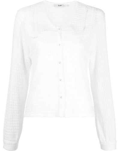 B+ AB Open-knit Button-down Cardigan - White