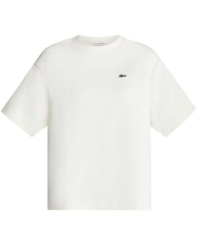 Lacoste T-shirt Met Logo-applicatie En Ronde Hals - Wit