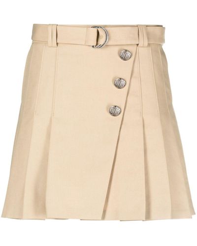 Maje High-rise Pleated Miniskirt - Natural
