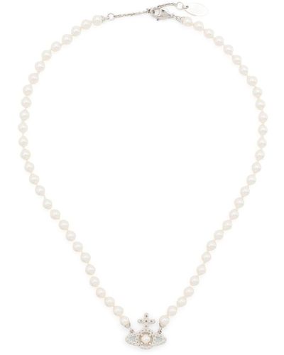 Vivienne Westwood Mini Bas Relief Perlenkette - Weiß